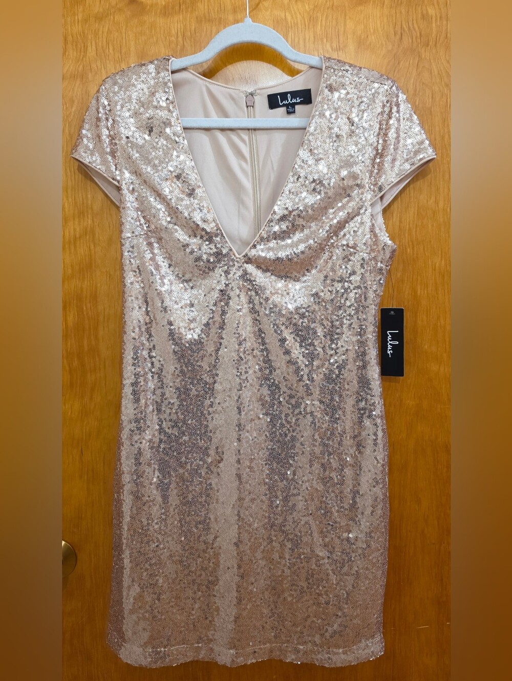 Lulu's - Starlight Starlet Rose Gold Sequin Bodycon Dress